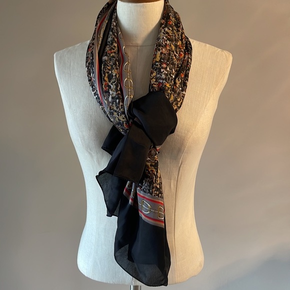 COLLECTION EIGHTEEN multi color black edge SQUARE scarf / shawl - Picture 2 of 12